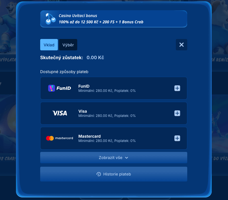 SGcasino vklady a vybery