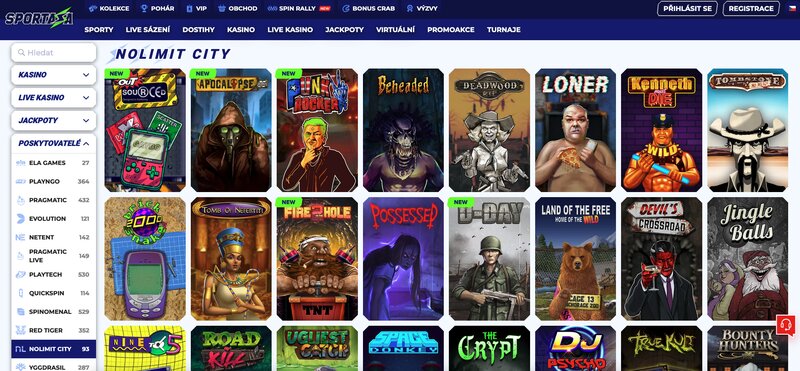 Hry od Nolimit City v casinu Sportaza