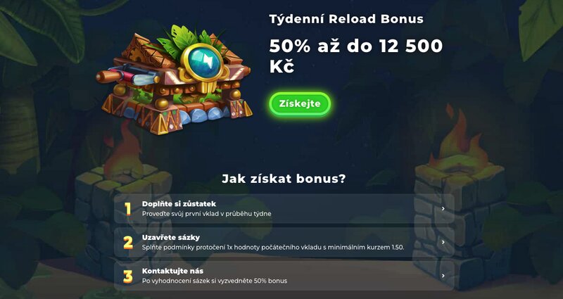 Reload bonus v sázkové kanceláři Wazamba