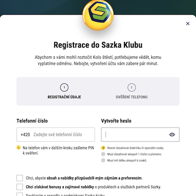 Sazka Klub Anmeldung