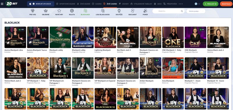 Blackjack v casinu 20BET