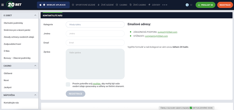 20BET konktakt