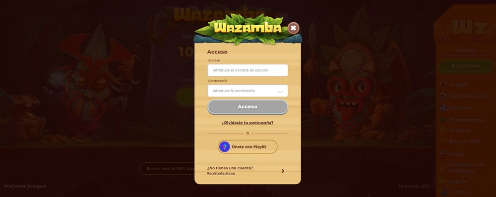 Wazamba inicio de sesión