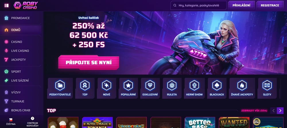 Roby Casino homepage