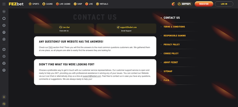 FEZbet kontakt