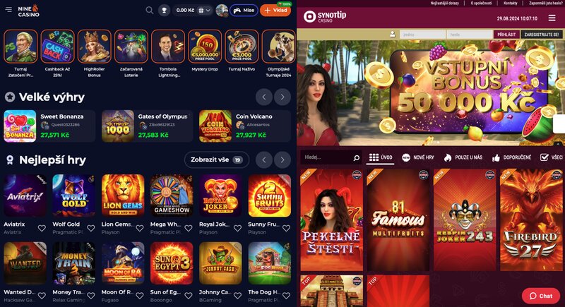 Důvody, proč je NineCasino lepší než casino SYNOTtip