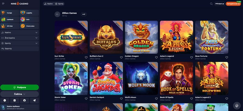 Hry od vývojáře Zillion Games v casinu NineCasino