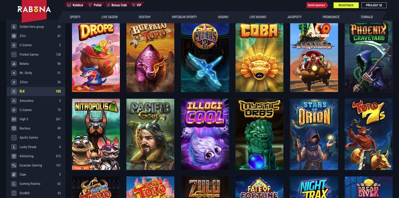 Hry od vývojáře ELK Studios v casinu Rabona