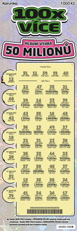 Setřený los 100x více
