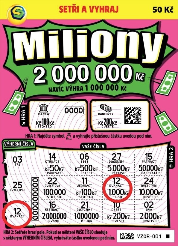 Setřený los Miliony 50