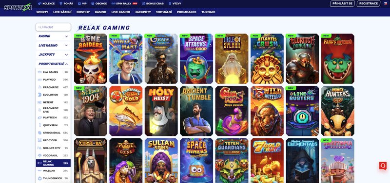 Hry od Relax Gaming v casinu Sportaza