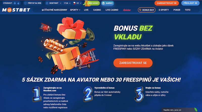 Casino MostBet bonus bez vkladu