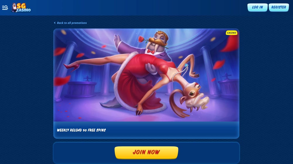 SGcasino offers variety of promotions to gain free spins and other bonuses