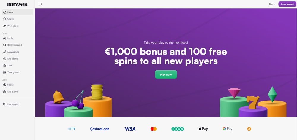 Instaspin casino uvodni