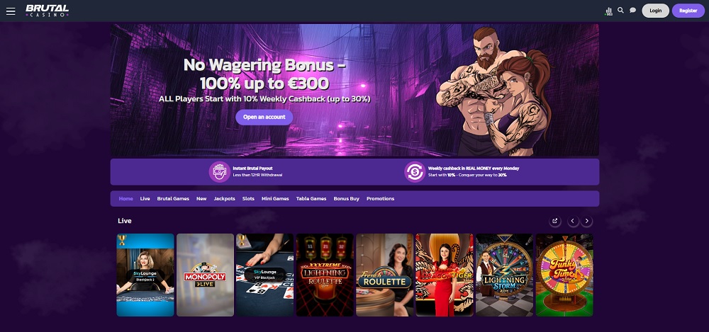 Brutal Casino homepage