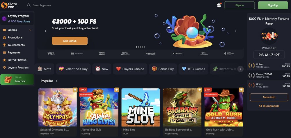 Slotozen Casino-Startseite