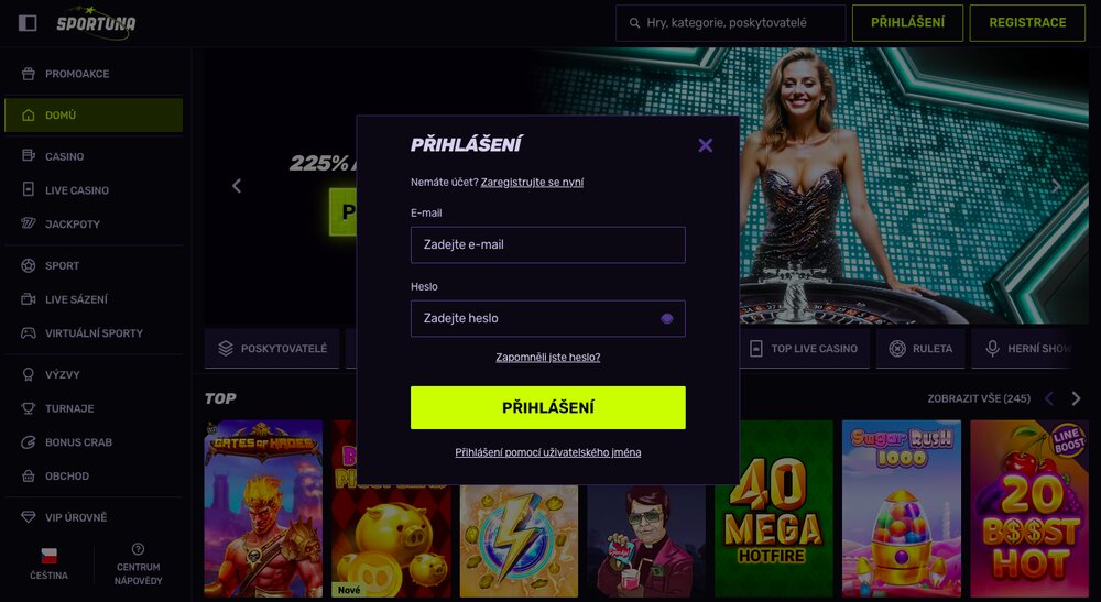 Inicio de sesión de Sportuna