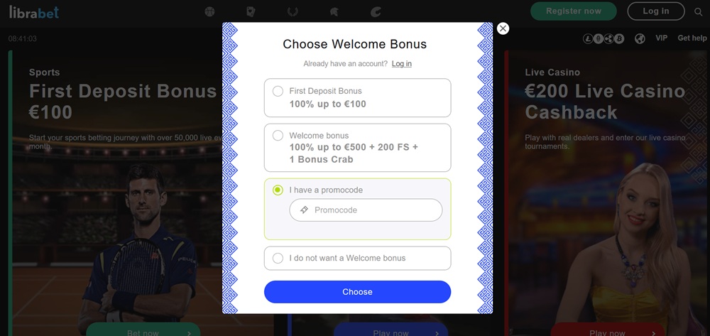 LibraBet promo code úvod en