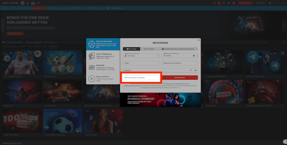 98981 Megapari Promo Code