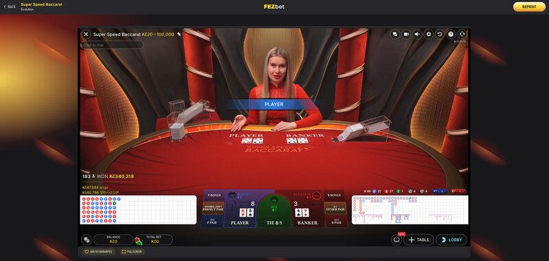 Baccarat v casinu FEZbet