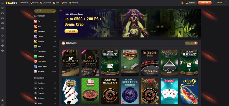 Stolní hry v casinu FEZbet