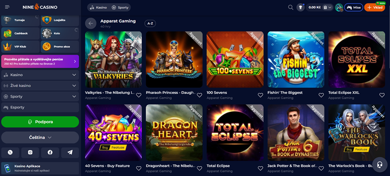 Nine Casino Hry od Apparat Gaming