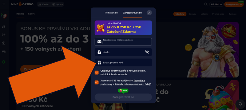 Nine Casino promo code