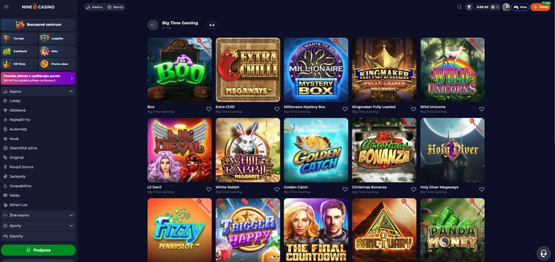 Hry od Big Time Gaming v casinu NineCasino