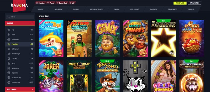 Populární hry v casinu Rabona