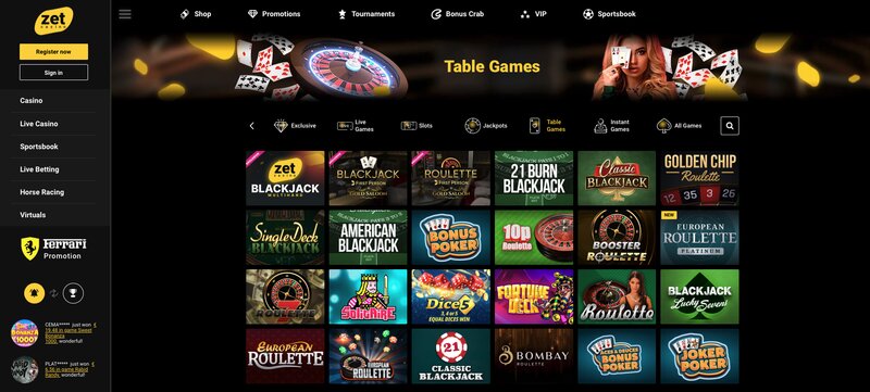 Baccarat v casinu ZetCasino