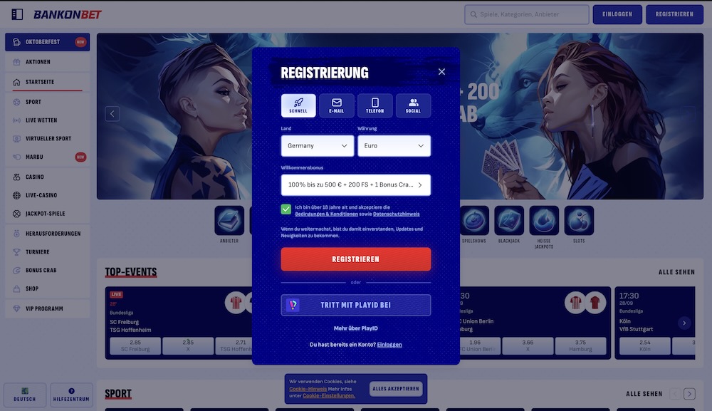 Bankonbet Registrierung