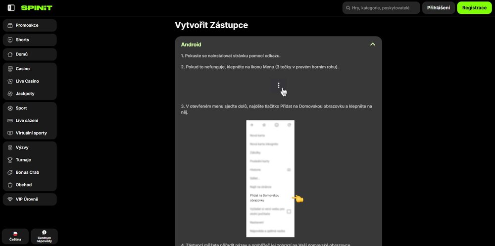 spinit casino mobilní aplikace