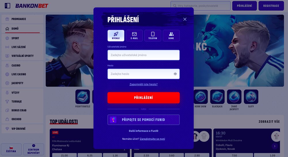 Inicio de sesión en Bankonbet