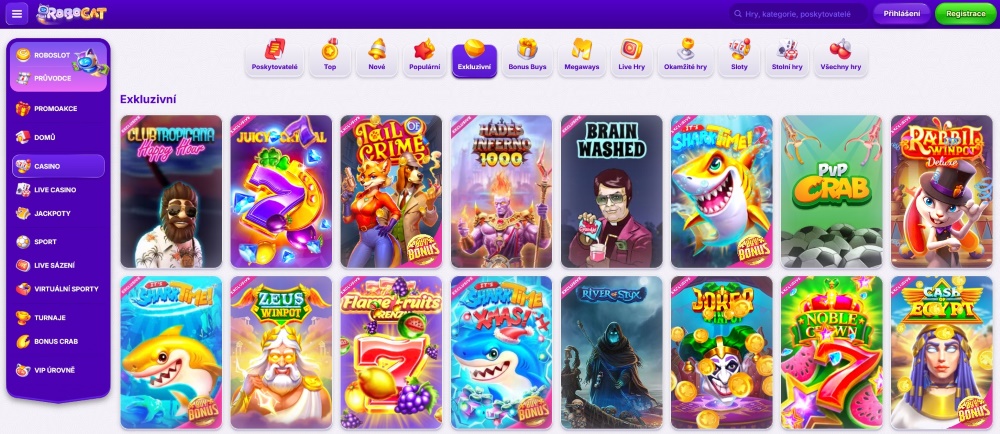 Vista previa de la amplia oferta de tragamonedas en el casino en línea Robocat