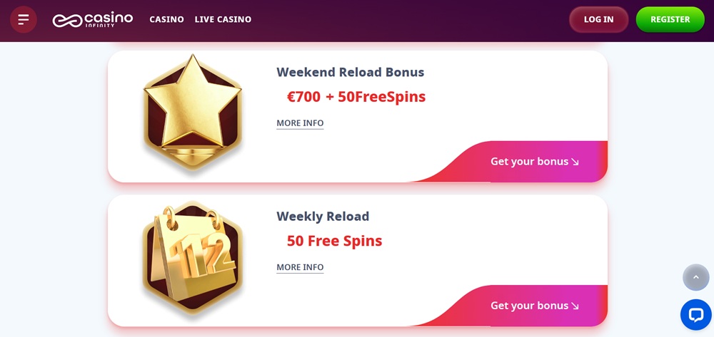 Casino Infinity free spiny úvod en
