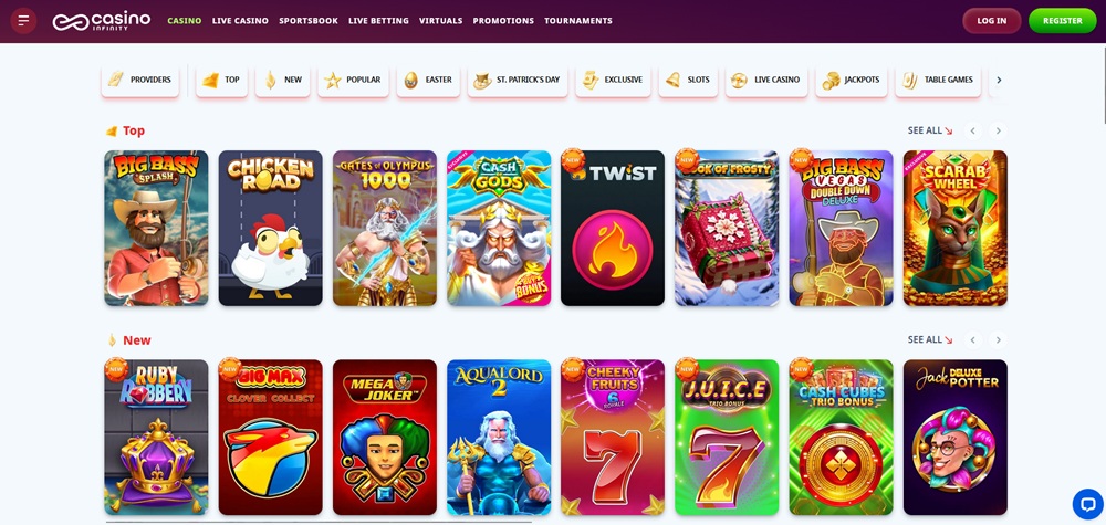 Casino Infinity automaty úvod en