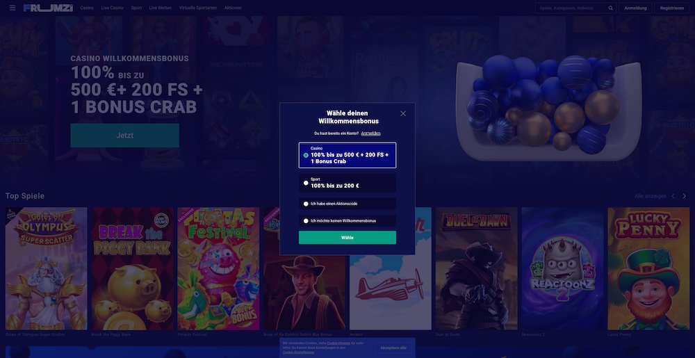 Frumzi Registrierung