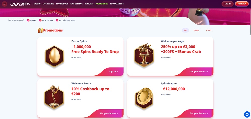 Casino Infinity bonusy úvod en