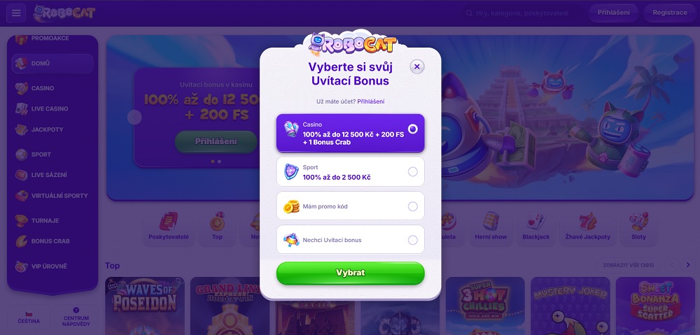 Robocat registrace náhled