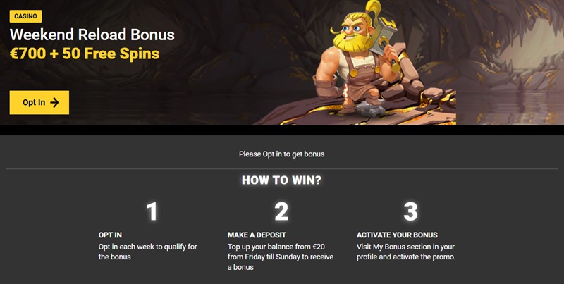 Promoakce v casinu ZetCasino - Víkendový reload bonus 700 € + 50 free spinů