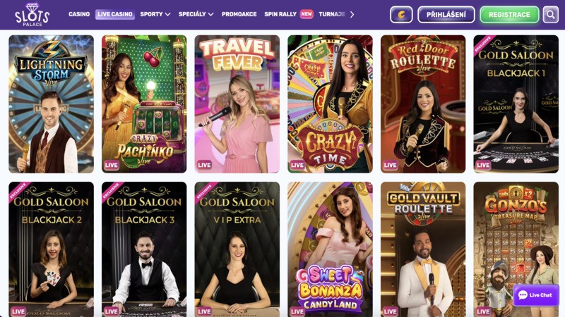 SlotsPalace live casino náhled