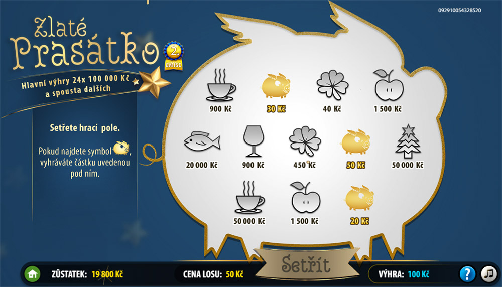 Stírací los Zlaté prasátko
