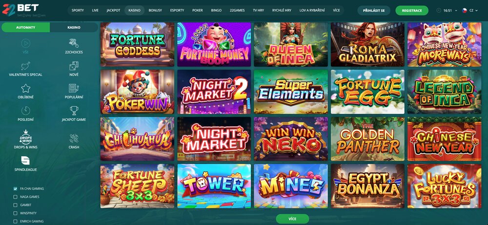Hry od FA CHAI Gaming v casinu 22BET