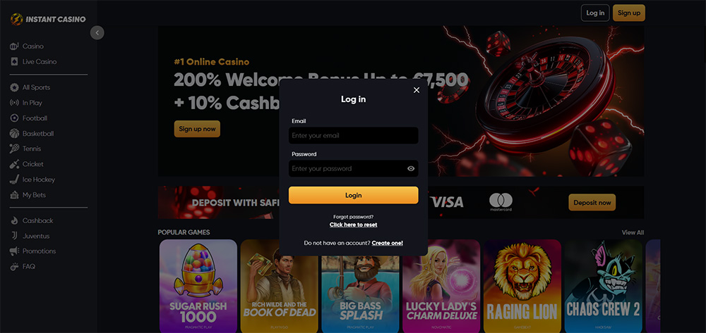 Instant Casino login [Návod na přihlášení] 