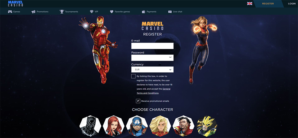 Marvel Casino registrace 