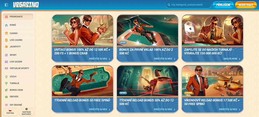Vegasino bonusy