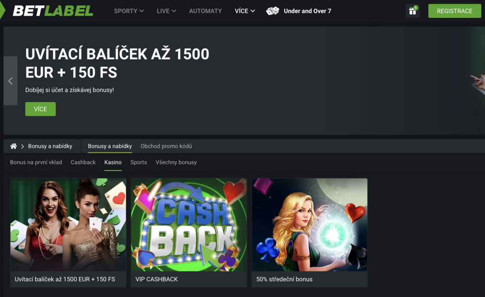 BetLabel casino bonus overview