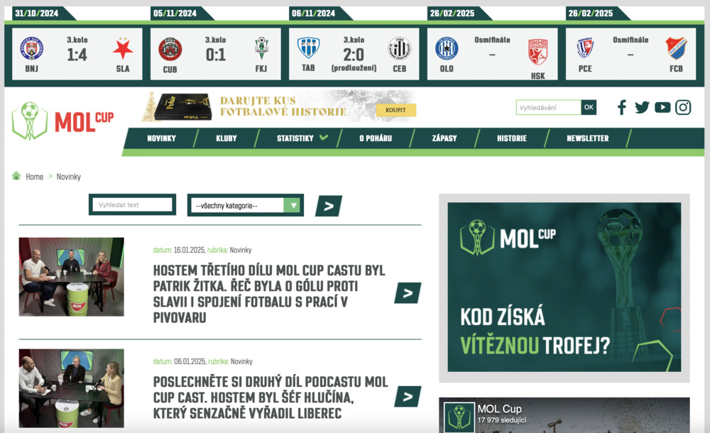Kde sledovat MOL Cup? náhled