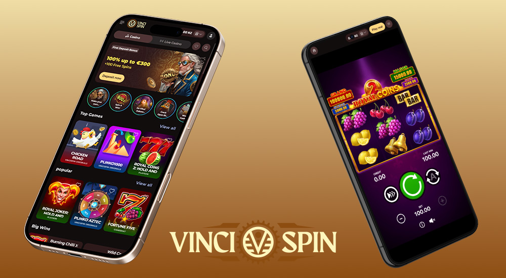 Preview of the responsive UI at Vinci Spin casino