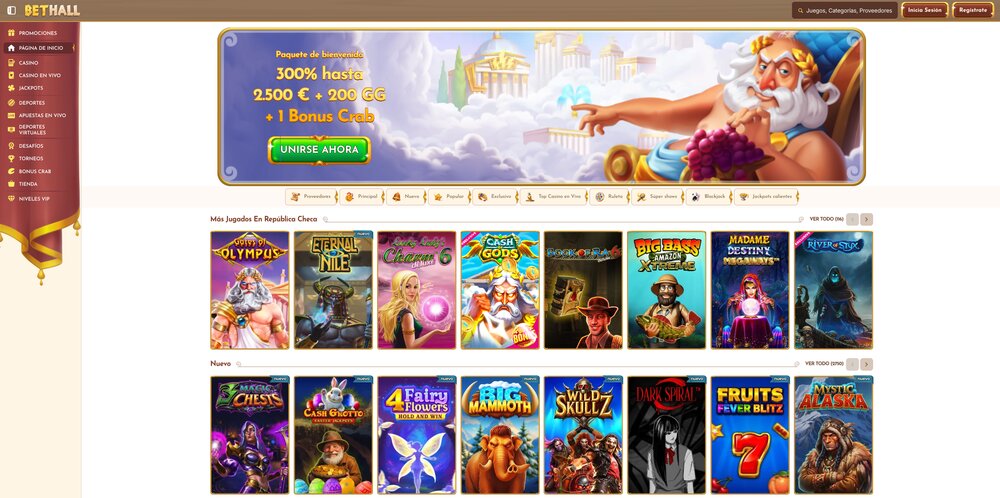BetHall casino homepage ES